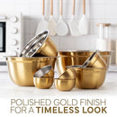 COOK WITH COLOR 18 PIECE MIXING BOWLS SET AIRTIGHT LIDS STAINLESS STEEL - GOLD - Like New