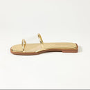 C2411017H6IK THE DROP WOMEN'S OSLO ONE BAND SANDAL GOLD CLEAR SIZE 7.5 CREAM - Like New