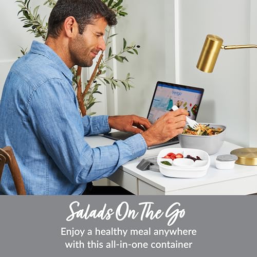 BENTGO SALAD - 54 OZ BOWL WITH 4-COMPARTMENT TRAY, REUSABLE T0774 - GRAY - Brand New