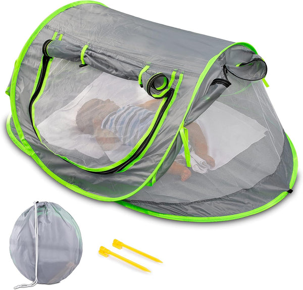 ZENTO DEALS BABY POP UP TENT - GRAY/GREEN - Like New
