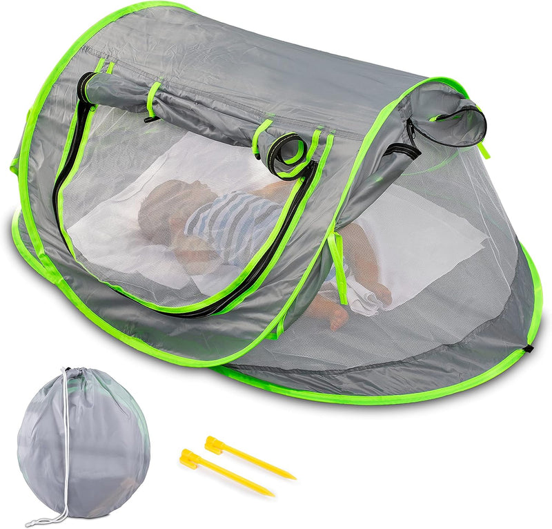 ZENTO DEALS BABY POP UP TENT - GRAY/GREEN - Like New