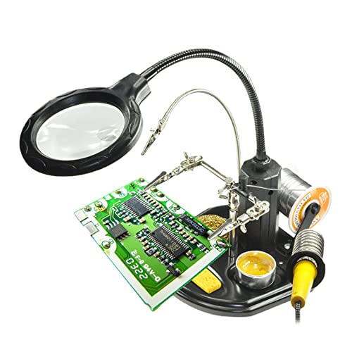 Soldering Station Magnifying Glass Soldering Iron Holder Desktop Magnifier - Like New