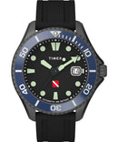 Timex Automatic Men Analogue Watch with a Rubber Strap Tiburón, Black - Like New