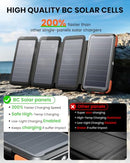 SOARAISE WIRELESS SOLAR POWER BANK, 25000MAH, 3 CABLES, 2 OUTPUTS - ORANGE - Like New
