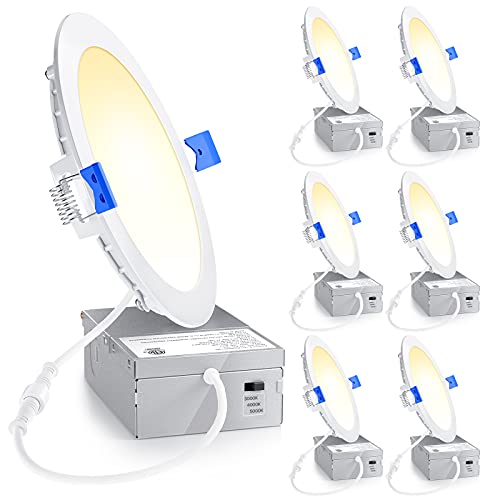 Ensenior 6 Pack 6 Inch LED Recessed Light, Dimmable, 3000K-5000K 3CCT - Like New