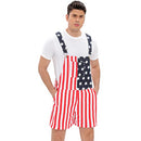 WIDEPAMY MENS WOMENS AMERICAN FLAG OVERALLS DENIM BIB SHORTS - MEN M WOMEN M - Brand New