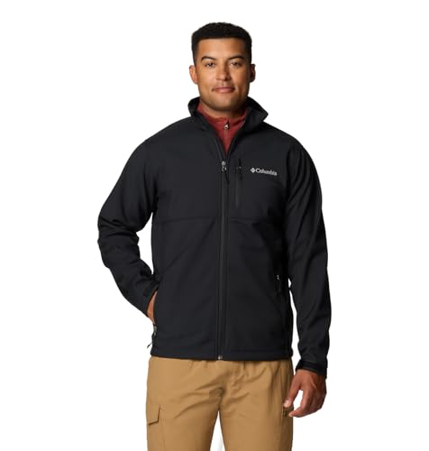 WM6044 COLUMBIA MEN'S ASCENDER SOFTSHELL FULL ZIP RAIN JACKET BLACK MEDIUM - Brand New