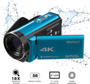 Vivitar 4K Camcorder Ultra HD Lens Recording 56MP 13MP DVR48K - BLUE Like New