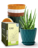 GOPROAUTO 6 Inch Indoor Planter Pots, Drainage Hole, Tray Saucer, 5 Pack - Multi - Like New