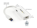 StarTech USB31000SPTW USB 3.0 to Gigabit Ethernet Adapter NIC w/ USB Port -