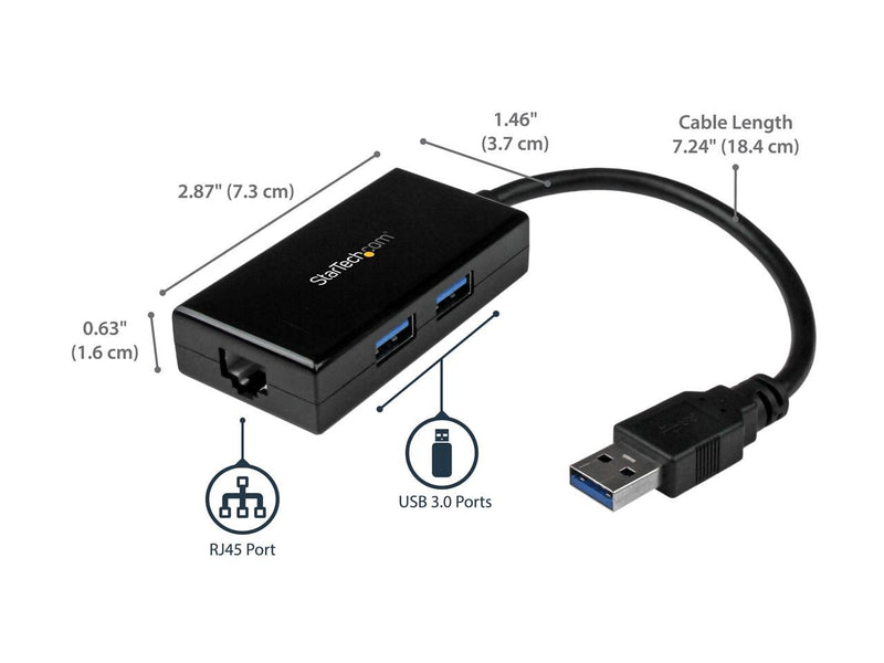 STARTECH USB31000S2H USB 3.0 to Gigabit Network Adapter with Built-In 2-Port USB