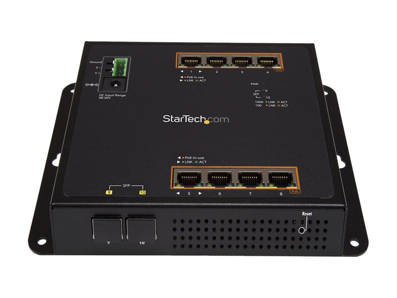 StarTech IES101GP2SFW StarTech.com Gigabit Ethernet Switch - 8 Port PoE+ plus 2