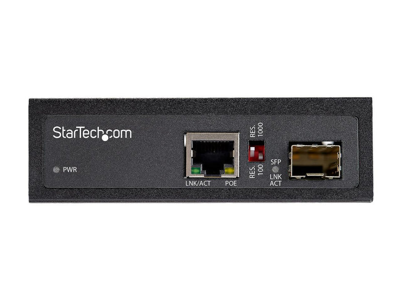 StarTech.com PoE+ Industrial Fiber to Ethernet Media Converter 60W - SFP to RJ45