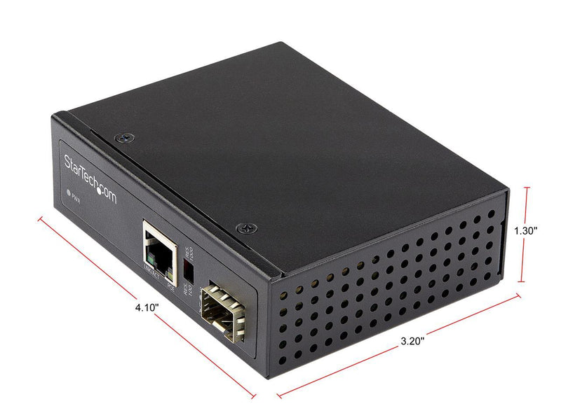 StarTech.com PoE+ Industrial Fiber to Ethernet Media Converter 60W - SFP to RJ45
