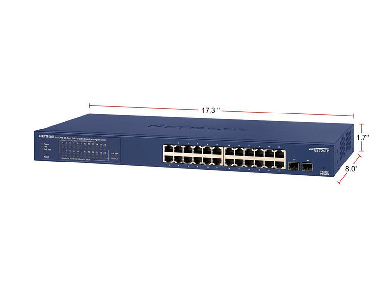 NETGEAR 24-Port PoE Gigabit Ethernet Smart Switch with PoE+ (190W) (GS724TP)