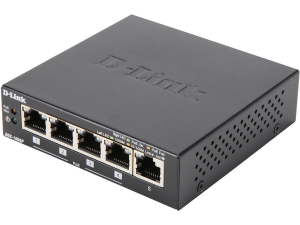 D-Link DGS-1005P 5-Port Gigabit Metal Desktop Switch with 4 PoE Ports