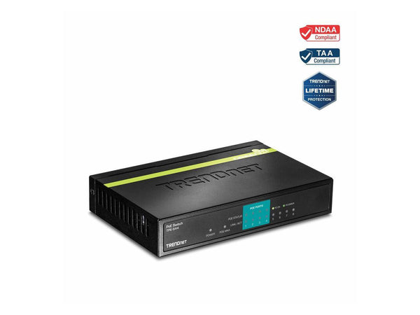 TRENDnet 8-Port 10/100Mbps PoE Switch, 4 x 10/100 Ports, 4 x 10/100 PoE Ports,