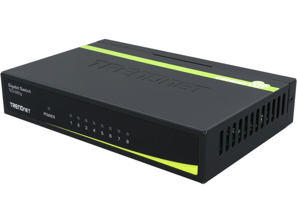 TRENDnet 8-Port Unmanaged Gigabit GREENnet Desktop Metal Switch, Fanless, 16Gbps