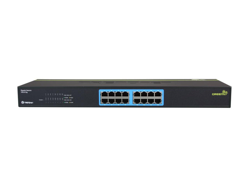 TRENDnet 16-Port Unmanaged Gigabit GREENnet Switch, 16 x RJ-45 Ports, 32Gbps