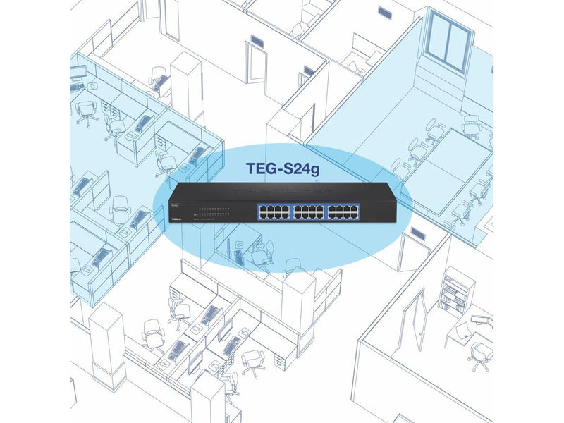 TRENDnet 24-Port Unmanaged Gigabit 10/100/1000 Mbps GREENnet Switch, 24 x