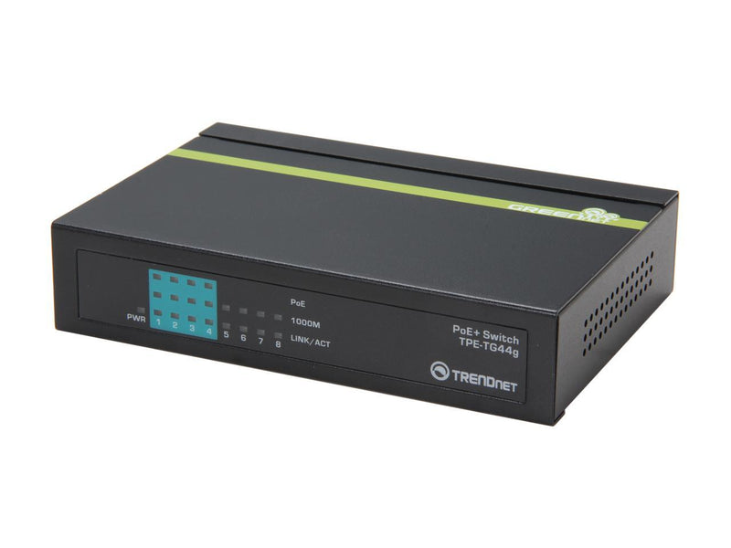 TRENDnet 8-Port Gigabit GREENnet PoE+ Switch, 4 x Gigabit PoE-PoE+ Ports, 4 x