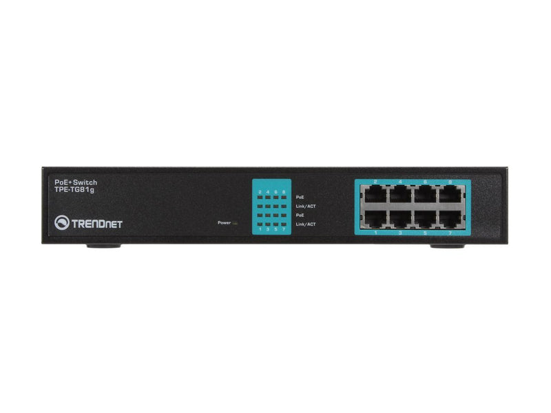 TRENDnet 8-Port Gigabit GREENnet PoE+ Switch, TPE-TG81g, 8 x Gigabit PoE+ Ports,