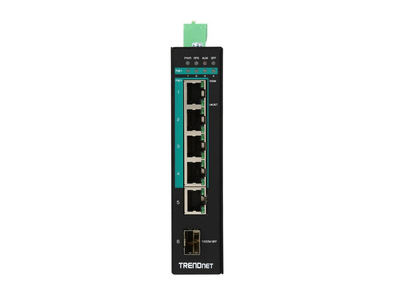 TRENDnet 5-Port Hardened Industrial Gigabit PoE+ DIN-Rail Switch, 120W Power