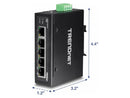 TRENDnet 5-Port Hardened Industrial Gigabit DIN-Rail Switch, TI-G50, 10 Gbps,