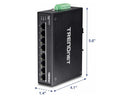 TRENDnet 8-Port Hardened Industrial Gigabit DIN-Rail Switch, TI-G80, 16 Gbps