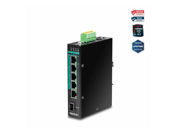 TRENDnet 6-Port Hardened Industrial Gigabit Poe+ Layer 2 Managed DIN-Rail