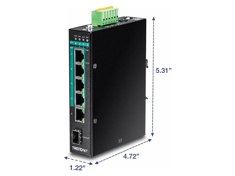 TRENDnet 6-Port Hardened Industrial Gigabit Poe+ Layer 2 Managed DIN-Rail