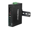 TRENDnet 6-Port Hardened Industrial Gigabit PoE+ DIN-Rail Switch, 4 x Gigabit