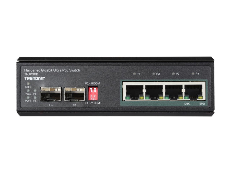 TRENDnet 6-Port Hardened Industrial Gigabit 10/100/1000 Mbps Ultra PoE DIN-Rail