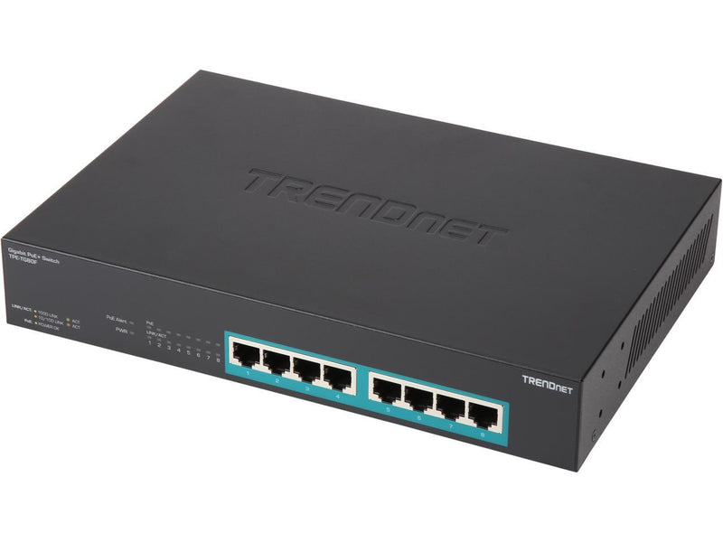 Switch Rail DIN Fast Ethernet PoE+ industriel à 8 ports - TRENDnet TI-PE80