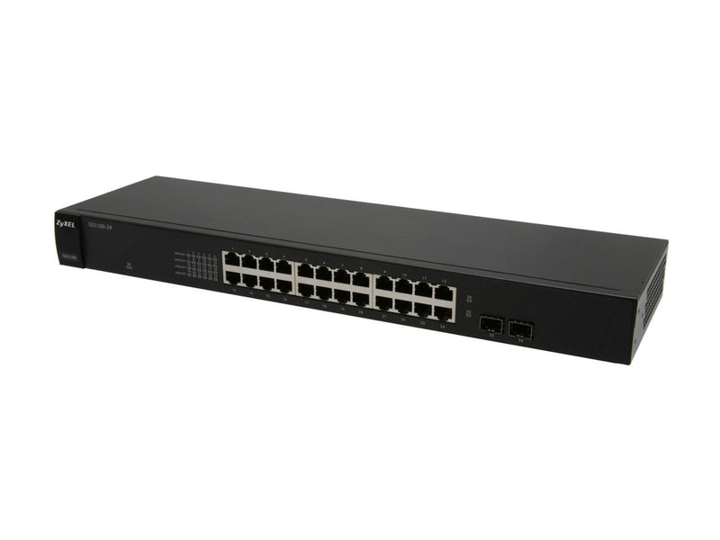 ZyXEL 24-Port Gigabit Ethernet Unmanaged Switch - Fanless Design with 2 SFP