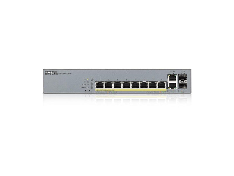 ZyXEL GS1350-12HP 8-Port Gigabit Smart Nebula Cloud Managed PoE Switch, 8 PoE+