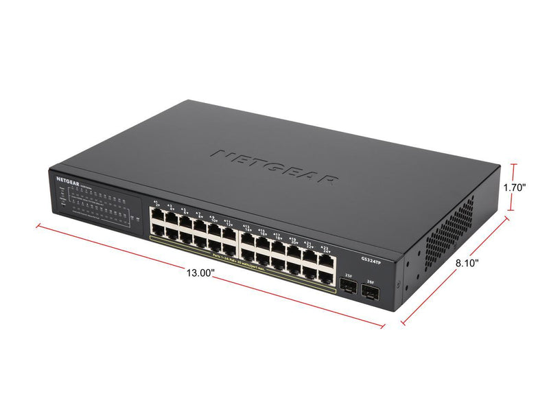 NETGEAR 26-Port PoE Gigabit Ethernet Smart Switch (GS324TP) - Managed