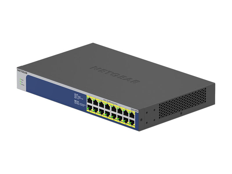 NETGEAR 16-Port Gigabit Ethernet Unmanaged PoE Switch (GS516PP) - with 16 x PoE+