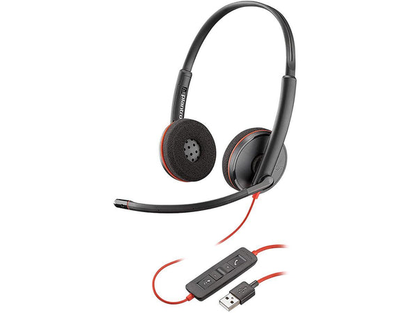 Poly - Blackwire 3220 - Wired Dual-Ear (Stereo) Headset (Plantronics) with Boom