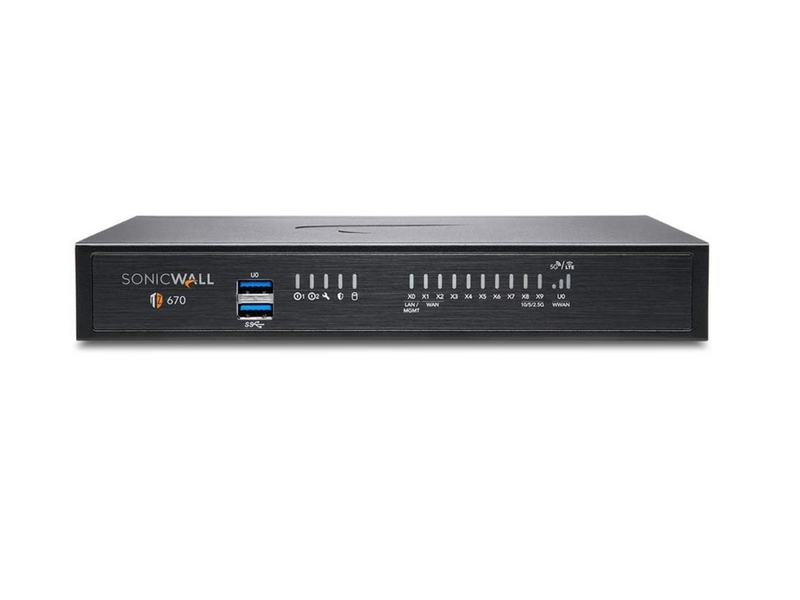 SonicWall TZ670 Network Security Appliance and 1YR TotalSecure Advanced Edition