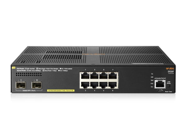 HPE Aruba 2930F JL692A#ABA 8G PoE+ 2SFP+ TAA-compliant Switch