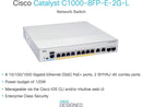 Cisco Catalyst 1000-8FP-E-2G-L Network Switch, 8 Gigabit Ethernet PoE+ Ports,