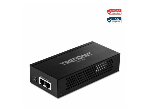 TRENDnet 2.5G PoE+ Injector, TPE-215GI, PoE (15.4W) or PoE+ (30W), Converts a