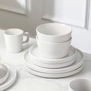 Stone Lain Celina Modern Stoneware 16-Piece Dinnerware Set - Glossy White - Like New