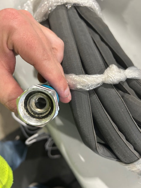 AQUA JOE 1/2 IN. DIA. X 100 FT. XTREME FIBER JACKET GARDEN HOSE - DARK GRAY - Like New