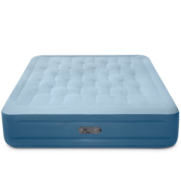 INTEX MID RISE HEXBEAM 14" ELECTRIC PUMP QUEEN AIR MATTRESS - DARK BLUE DENIM - Like New