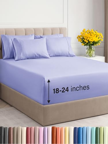 CGK UNLIMITED EXTRA DEEP QUEEN SHEET SET BREATHABLE COOLING SHEETS - LAVENDER - Like New