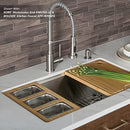 Kraus Kore Serving Board Set with Square Stainless Steel Bowls (x3) - Brand New