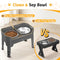 OIYEEFO 3 IN 1 LARGE ELEVATED DOG BOWLS 4 ADJUSTABLE HEIGHT BOWL - GRAY - Like New
