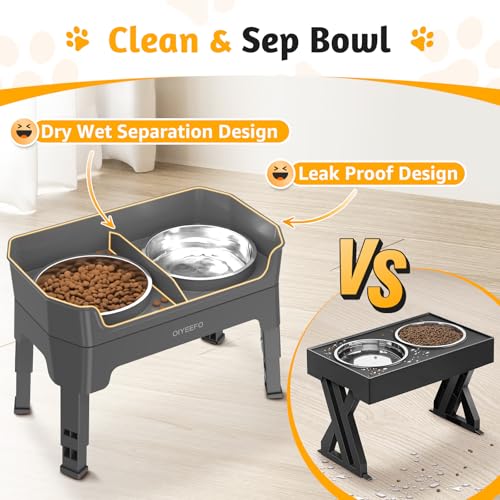 OIYEEFO 3 IN 1 LARGE ELEVATED DOG BOWLS 4 ADJUSTABLE HEIGHT BOWL - GRAY - Like New